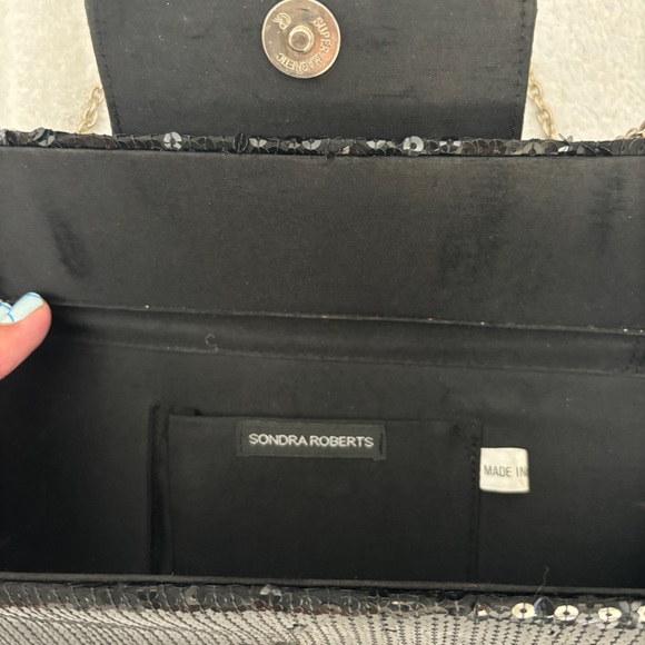 Sondra Roberts Black Sequin Rhinestone Purse - Picture 3 of 5